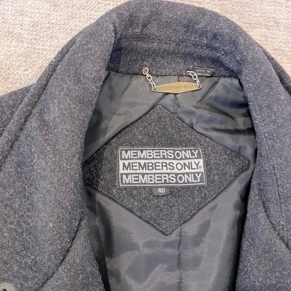 Vintage Members Only Black Gray 100% Wool Bomber Jacket Size 40dark academia - Picture 3 of 7